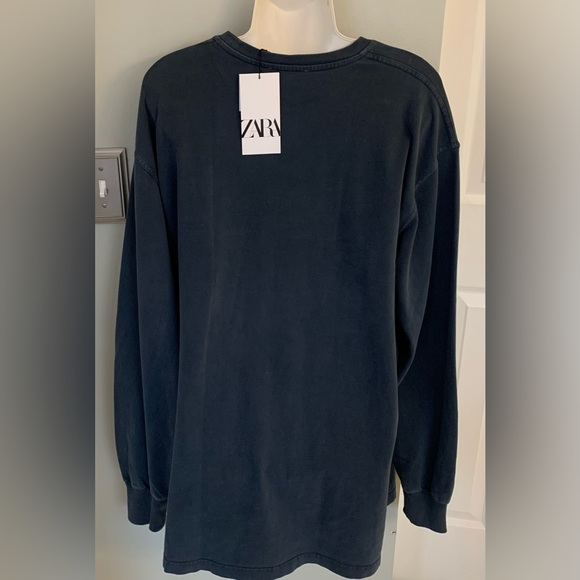 NEW w Tags ZARA Slate Gray Relaxed sweatshirt dress Women’s L Large 12 14 NWT - Picture 5 of 6